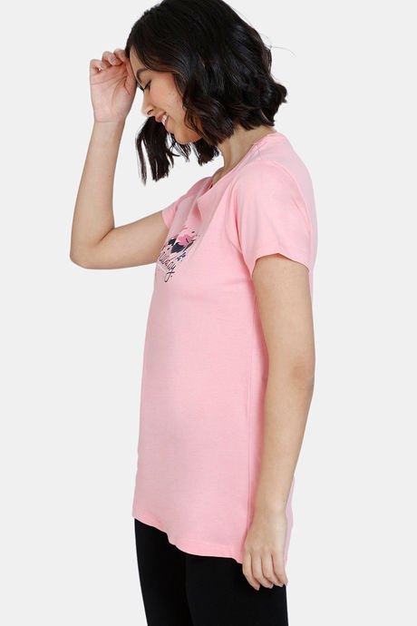Zivame Autumn Leaves Knit Cotton Top - Pink Icing — image 2